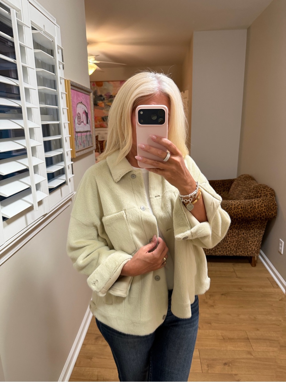 We The Free Cream Teddy Shacket Jacket
